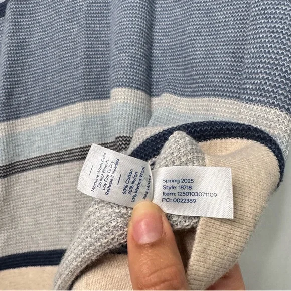 Marine Layer Liam Sweater Polo in Blue Multi Striped Shirt - Picture 6 of 8